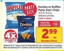 Safeway Doritos or Ruffles Party Size! Chips offer