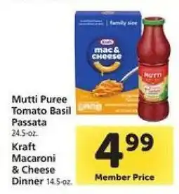 Safeway Mutti Puree Tomato Basil Passata & Kraft Macaroni & Cheese Dinner offer