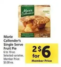 Safeway Marie Callender's Single Serve Fruit Pie offer