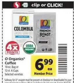 Safeway O Organics Coffee offer