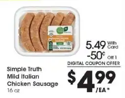Kroger Simple Truth Mild Italian Chicken Sausage offer