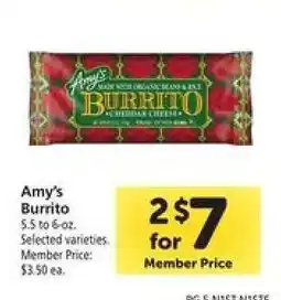Safeway Amy's Burrito offer