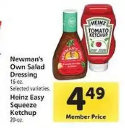 Safeway Newman's Own Salad Dressing & Heinz Easy Squeeze Ketchup offer
