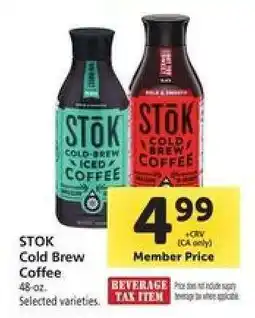 Safeway Stōk Cold Brew Coffee offer