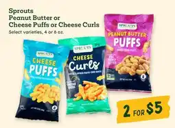 Sprouts Farmers Market Sprouts Peanut Butter or Cheese Puffs or Cheese Curls offer