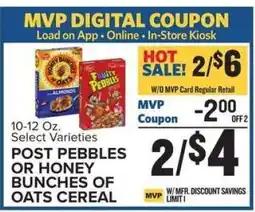 Food Lion Post Pebbles or Honey Bunches of Oats Cereal offer