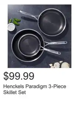 Costco Henckels Paradigm 3-Piece Skillet Set offer