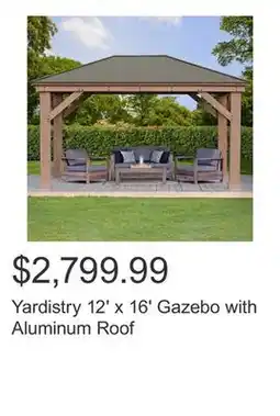 Costco Yardistry 12' x 16' Gazebo with Aluminum Roof offer