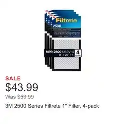 Costco 3M 2500 Series Filtrete 1 Filter, 4-pack offer
