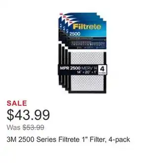 Costco 3M 2500 Series Filtrete 1 Filter, 4-pack offer