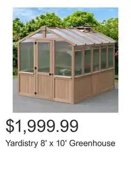 Costco Yardistry 8' x 10' Greenhouse offer