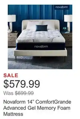 Costco Novaform 14 ComfortGrande Advanced Gel Memory Foam Mattress offer