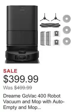 Costco Dreame GoVac 400 Robot Vacuum and Mop with Auto-Empty and Mop Self-Cleaning offer