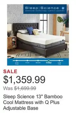 Costco Sleep Science 13 Bamboo Cool Mattress with Q Plus Adjustable Base offer