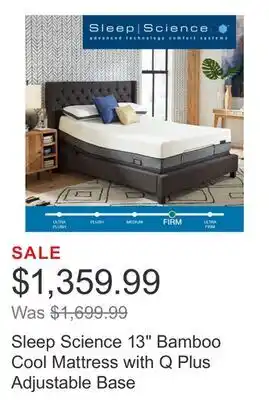 Costco Sleep Science 13 Bamboo Cool Mattress with Q Plus Adjustable Base offer