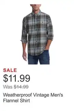 Costco Weatherproof Vintage Men's Flannel Shirt offer