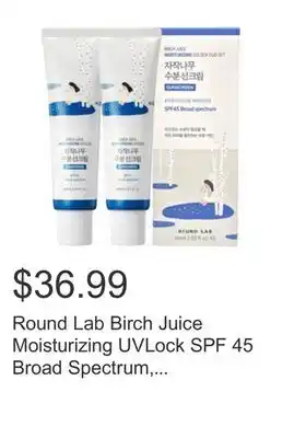 Costco Round Lab Birch Juice Moisturizing UVLock SPF 45 Broad Spectrum, 2.03 fl oz, 2-pack offer