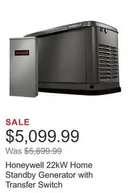 Costco Honeywell 22kW Home Standby Generator with Transfer Switch offer