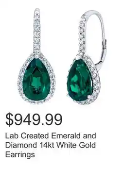 Costco Lab Created Emerald and Diamond 14kt White Gold Earrings offer