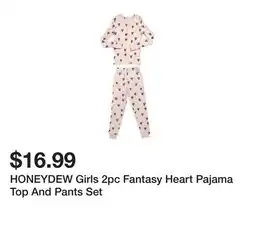 Marshalls HONEYDEW Girls 2pc Fantasy Heart Pajama Top And Pants Set offer