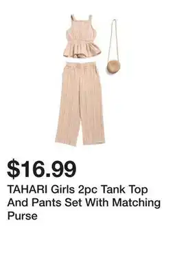 Marshalls TAHARI Girls 2pc Tank Top And Pants Set With Matching Purse offer