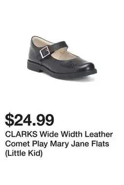 Marshalls CLARKS Wide Width Leather Comet Play Mary Jane Flats (Little Kid) offer
