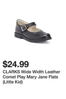 Marshalls CLARKS Wide Width Leather Comet Play Mary Jane Flats (Little Kid) offer