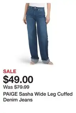 Marshalls PAIGE Sasha Wide Leg Cuffed Denim Jeans offer