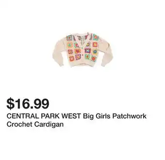 Marshalls CENTRAL PARK WEST Big Girls Patchwork Crochet Cardigan offer
