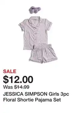 Marshalls JESSICA SIMPSON Girls 3pc Floral Shortie Pajama Set offer