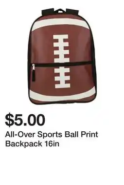 Five Below All-Over Sports Ball Print Backpack 16in offer