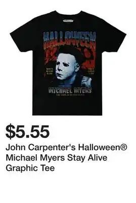 Five Below John Carpenter's Halloween Michael Myers Stay Alive Graphic Tee offer