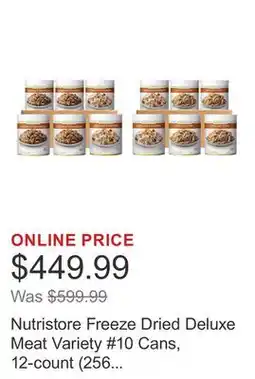 Costco Nutristore Freeze Dried Deluxe Meat Variety #10 Cans, 12-count (256 Total Servings) offer