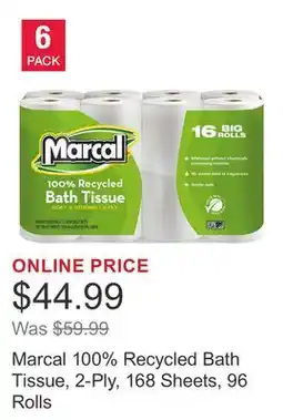 Costco Marcal 100% Recycled Bath Tissue, 2-Ply, 168 Sheets, 96 Rolls offer