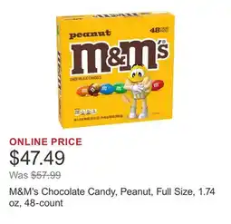 Costco M&M's Chocolate Candy, Peanut, Full Size, 1.74 oz, 48-count offer