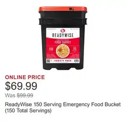 Costco ReadyWise 150 Serving Emergency Food Bucket (150 Total Servings) offer
