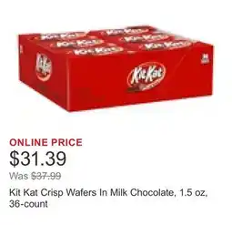 Costco Kit Kat Crisp Wafers In Milk Chocolate, 1.5 oz, 36-count offer