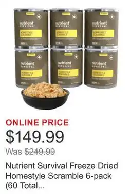 Costco Nutrient Survival Freeze Dried Homestyle Scramble 6-pack (60 Total Servings) offer