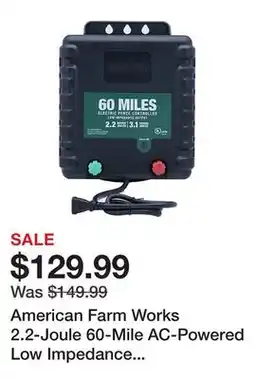 Tractor Supply Company American Farm Works 2.2-Joule 60-Mile AC-Powered Low Impedance Electric Fence Charger offer