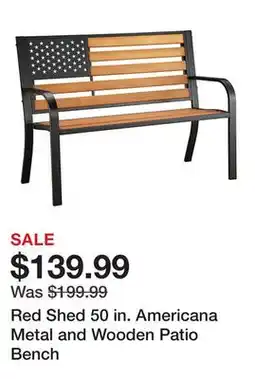 Tractor Supply Company Red Shed 50 in. Americana Metal and Wooden Patio Bench offer