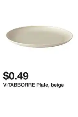 Ikea VITABBORRE Plate, beige offer