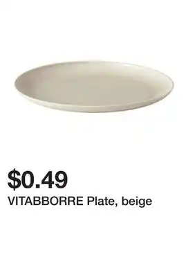 Ikea VITABBORRE Plate, beige offer