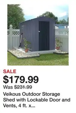Tractor Supply Company Veikous Outdoor Storage Shed with Lockable Door and Vents, 4 ft. x 6 ft offer