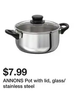 Ikea ANNONS Pot with lid, glass/stainless steel offer