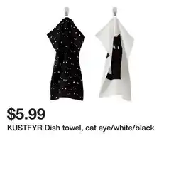 Ikea KUSTFYR Dish towel, cat eye/white/black offer