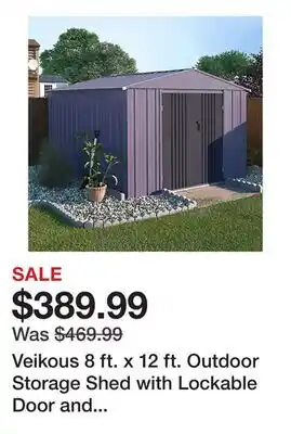 Tractor Supply Company Veikous 8 ft. x 12 ft. Outdoor Storage Shed with Lockable Door and Vents offer