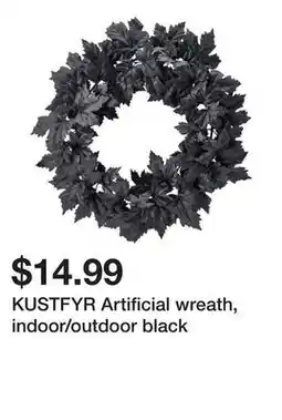 Ikea KUSTFYR Artificial wreath, indoor/outdoor black offer