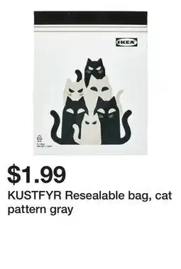 Ikea KUSTFYR Resealable bag, cat pattern gray offer