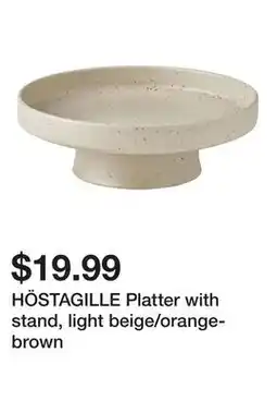 Ikea HÖSTAGILLE Platter with stand, light beige/orange-brown offer
