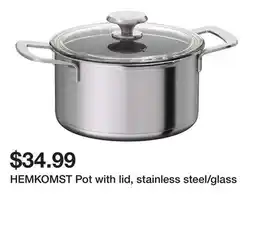 Ikea HEMKOMST Pot with lid, stainless steel/glass offer